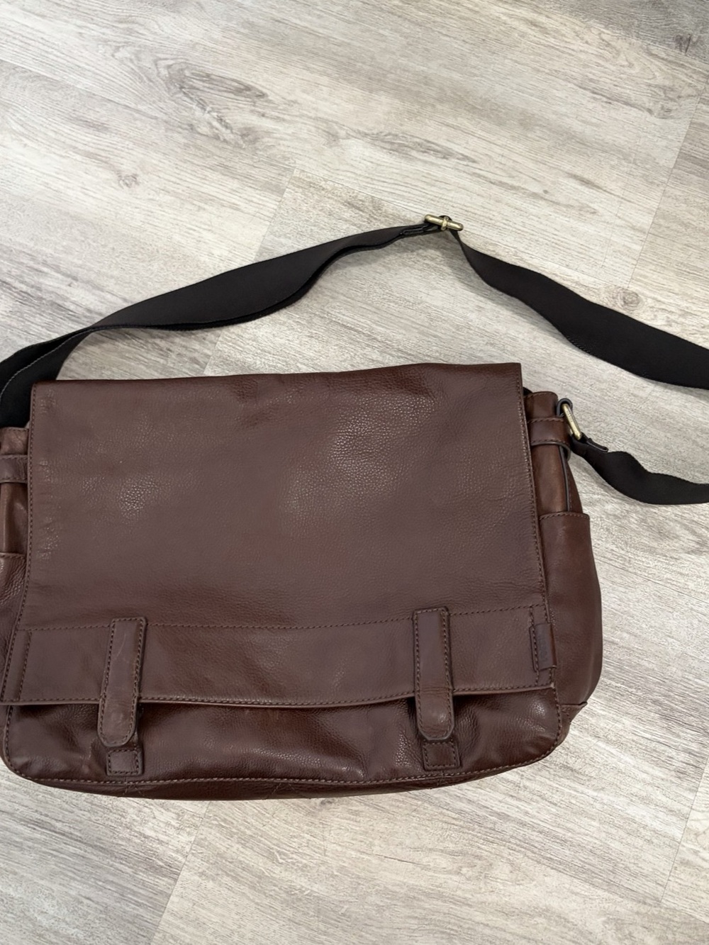 Fossil Brown Leather Messenger Bag Mens Briefcase Crossbody Laptop Bag Satchel